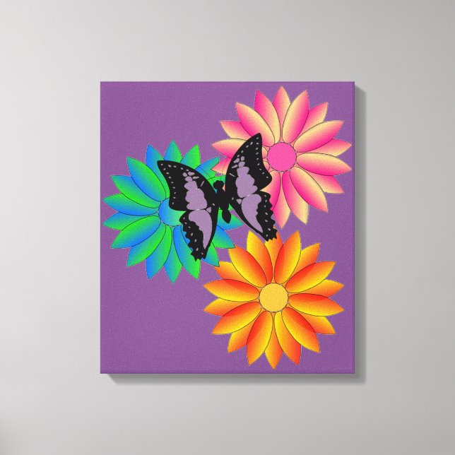 Toile Fleurs et papillon (Recto)