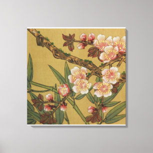 Toile Fleurs Japonaises Asiatiques Fleur de Cerisier Vin