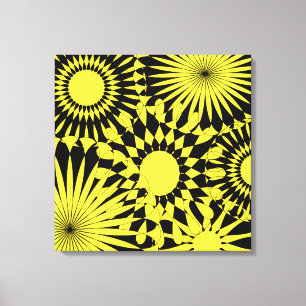 Toile Fleurs Jaunes Noires Sunshine Canvas Rétro Imprim