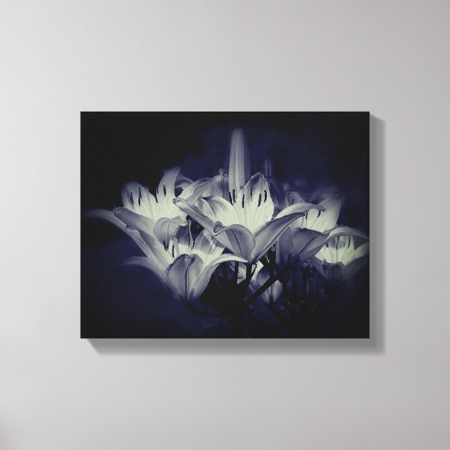 Toile Fleurs Lys En Noir Et Blanc (Recto)