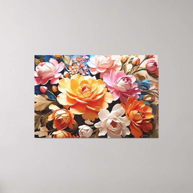Toile Fleurs magiques IA Art Peinture Beauté (Recto)
