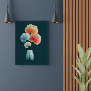 Toile Fleurs Modernes Hortensias Aquarelle (11" x 14")