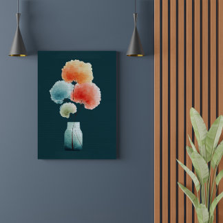 Toile Fleurs Modernes | Hortensias Aquarelle (8" x 10")