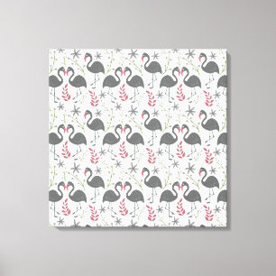 Toile Fleurs motifs roses flamingo sans coutures, feuill