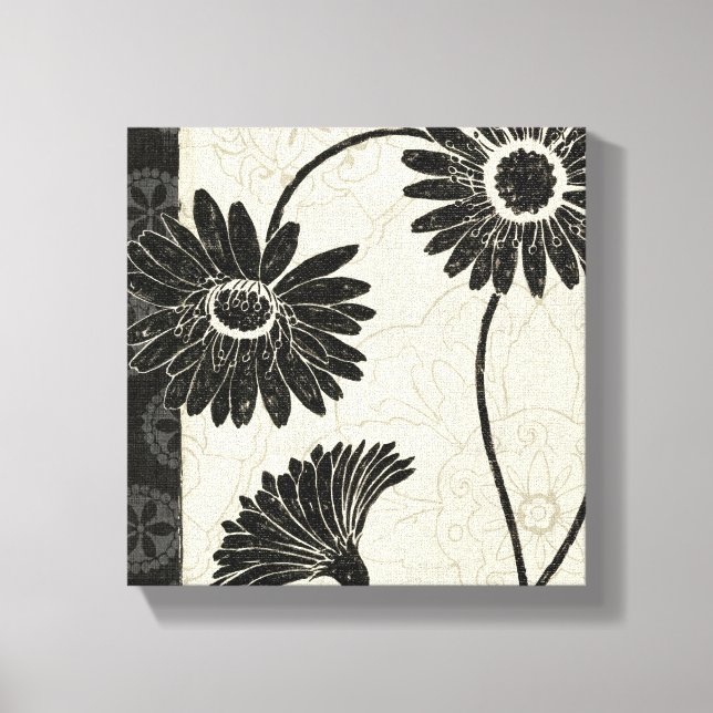 Toile Fleurs noires et blanches (Recto)