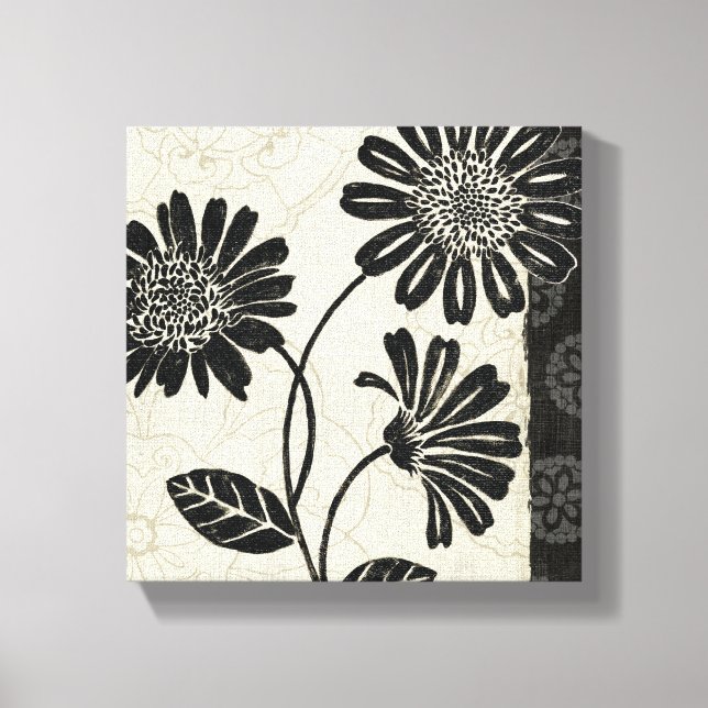 Toile Fleurs noires et blanches 2 (Recto)