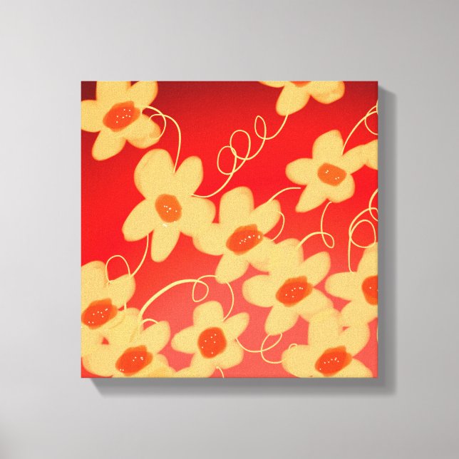 Toile Fleurs orange Avec Rouge (Recto)