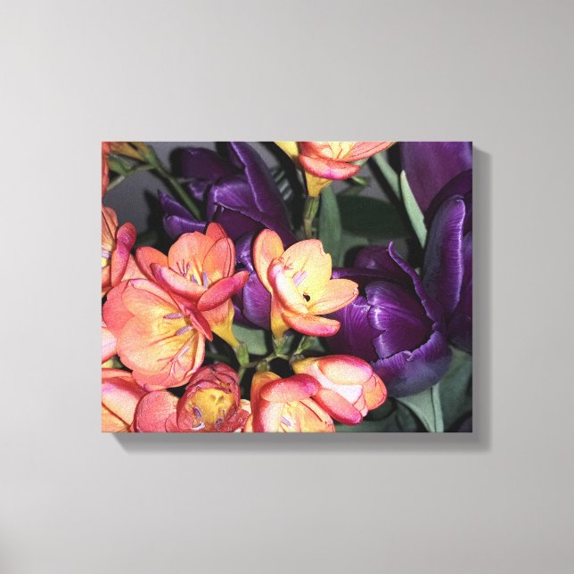 Toile Fleurs orange et violette (Recto)
