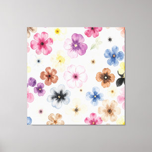 Toile Fleurs pastel aquarelle 