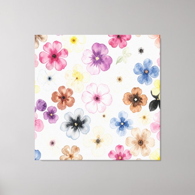Toile Fleurs pastel aquarelle  (Recto)