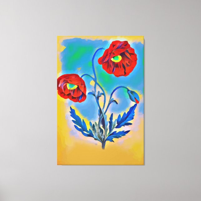 Toile Fleurs Red Poppies Abstrait art numérique original (Recto)