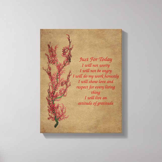 Toile Fleurs Reiki Juste Pour Aujourd'Hui Inspirationnel (Recto)