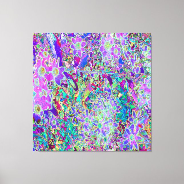 Toile Fleurs Rose et Violet Abstraites Tripantes (Recto)