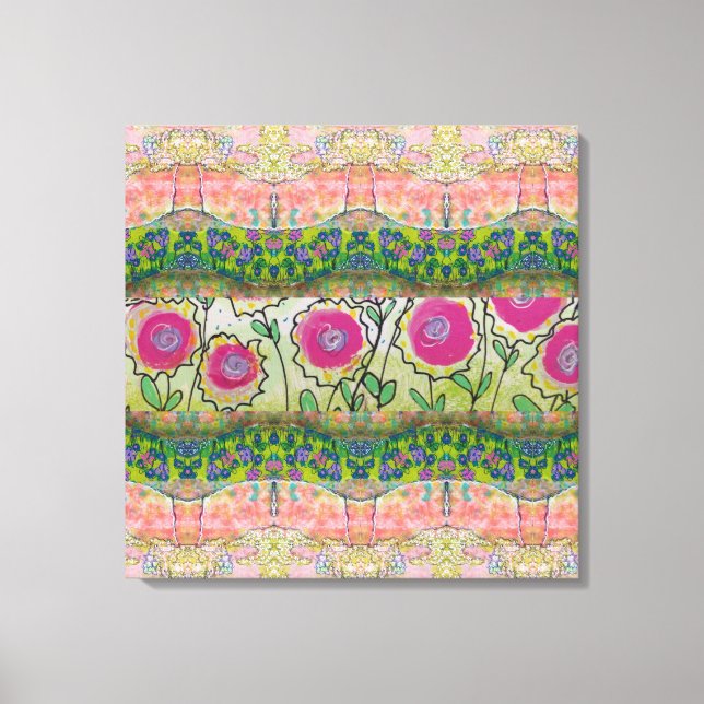Toile Fleurs roses  (Recto)