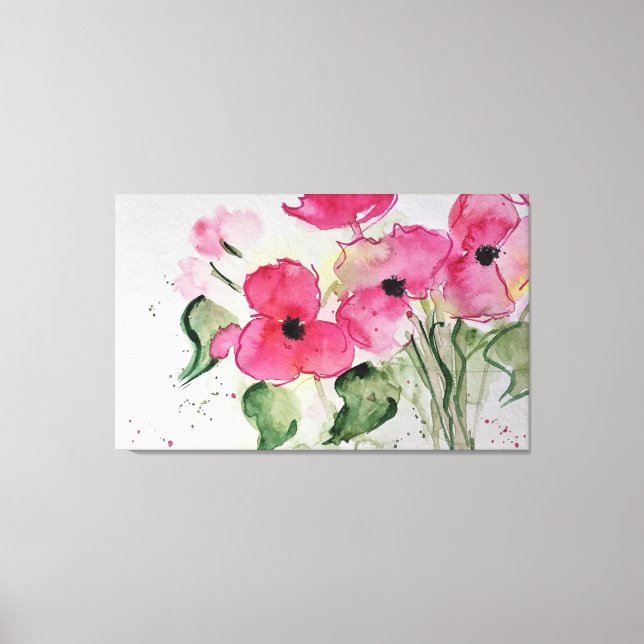 Toile Fleurs roses à l'aquarelle (Recto)