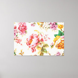 Toile Fleurs roses et jaunes exquises. Shabby Chic