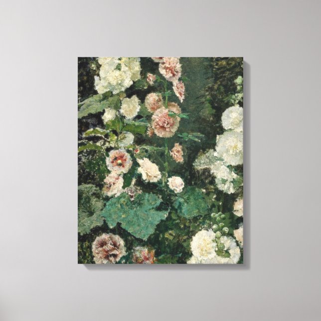 Toile Fleurs Roses Hollyhock (par Marià Fortuny) (Recto)