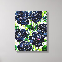 Fleurs Roses noires Goth Art peinture aquarelle