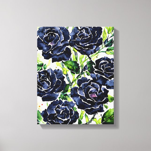 Toile Fleurs Roses noires Goth Art peinture aquarelle (Recto)