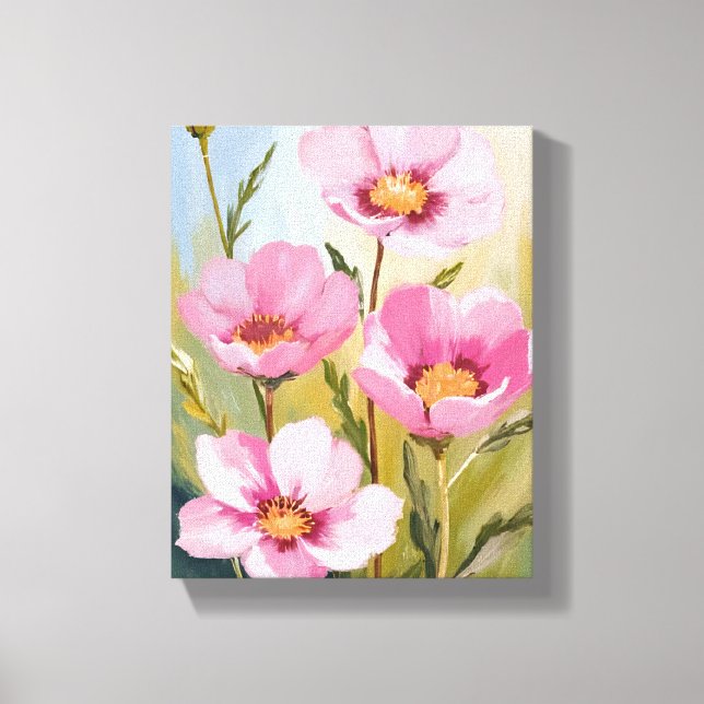 Toile Fleurs roses | Peinture aquarelle florale (Recto)