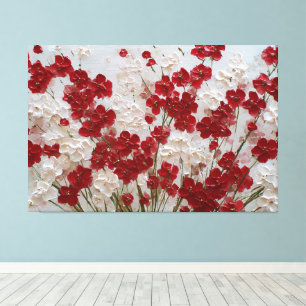 Toile Fleurs rouges et blanches avec tiges vertes – Impa