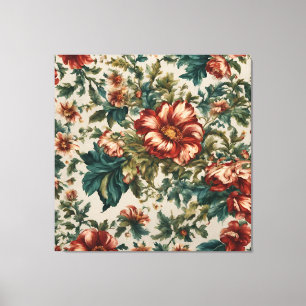 Toile Fleurs rouges Vintages italiennes opulentes et Feu