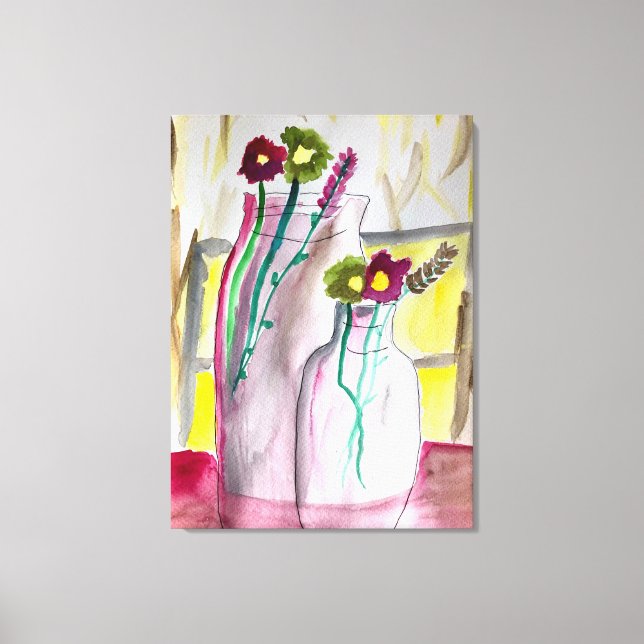 Toile Fleurs sauvages dans le vase art abstrait (Recto)
