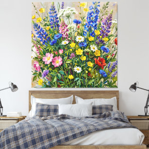 Toile Fleurs sauvages de prairie estivale
