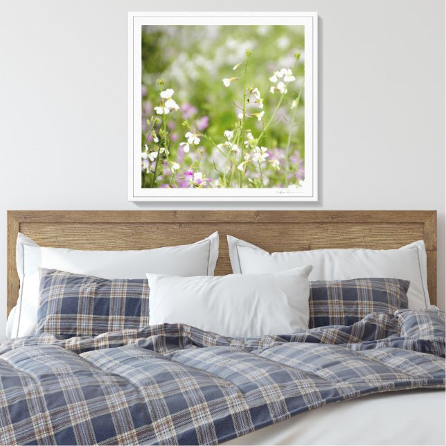 Toile Fleurs sauvages délicates, blanches et lavande par (Insitu(Chambre))