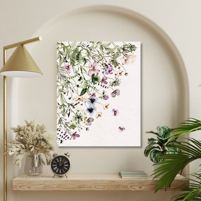 Toile Fleurs sauvages violettes à l'aquarelle (In situ)