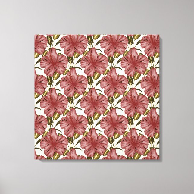 Toile Fleurs tropicales sans couture motif | fleurs roug (Recto)