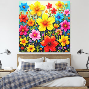Toile Fleurs Vibrantes : Jardin de Joie Art