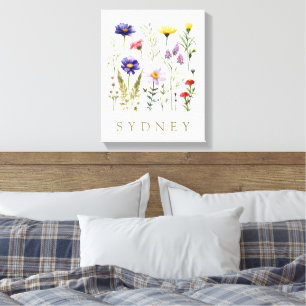 Toile Fleurs vintages d'abeilles et sauvages modernes