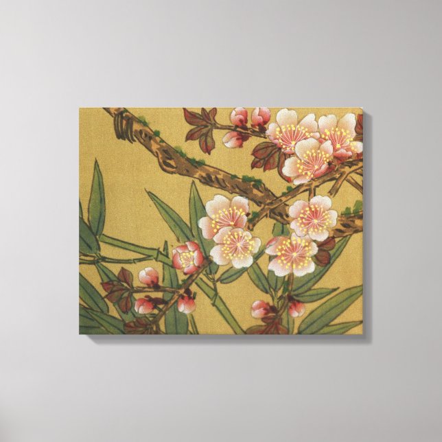 Toile Fleurs vintages de cerises Fleurs japonaises asiat (Recto)