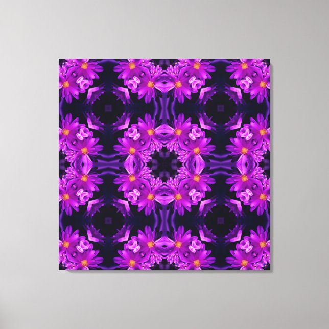 Toile Fleurs violettes sans couleur (Recto)