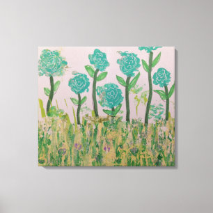 Toile Fleurs Whimsical Aqua