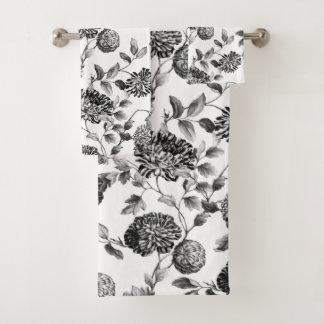 Toile floral botanique vintage moderne blanc noir