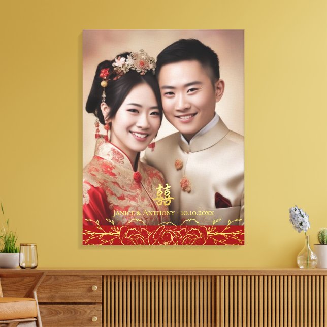 Toile Floral chinois mariage couple photo double xi (Insitu(Salon))