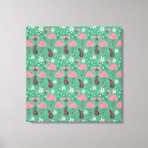 Toile Floral flamingo sans couture motif rose vert