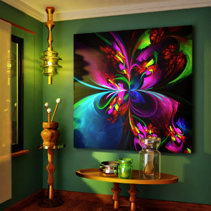 Toile Floral moderne Art Abstrait Rouge Bleu Motif #15