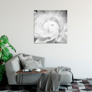 Toile Floral moderne et minimaliste Fleur noire et blanc