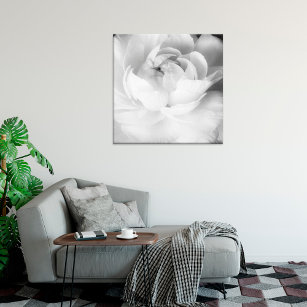 Toile Floral noir et blanc moderne et minimal - Fleur