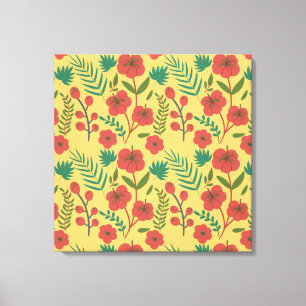 Toile Floral sans couture motif rouge jaune vert fleurs