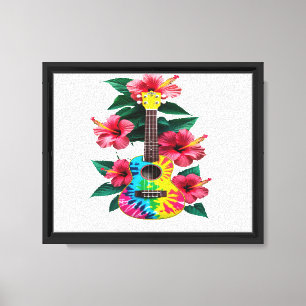 Toile Floral Ukulele Guitar Art Imprimer - Musique et