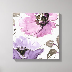 Toile Floral Valse Plum Aquarelle Fleurs