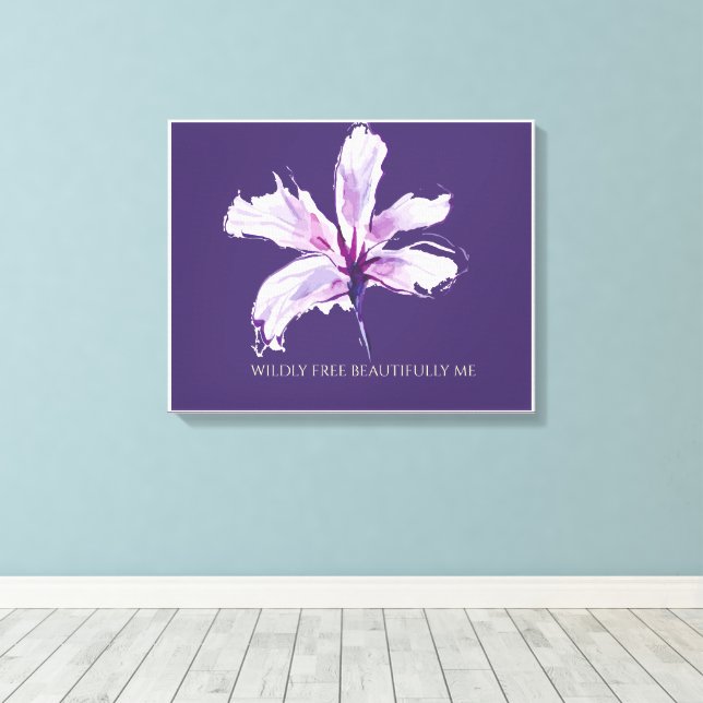 Toile Florale Aquarelle Canva Librement Bellement  (Insitu (Plancher de Bois))