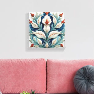 Toile Flore blanche et cuivre