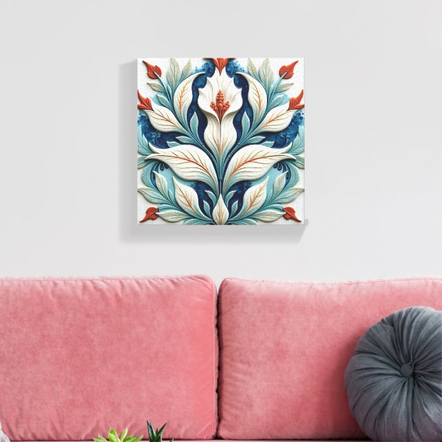Toile Flore blanche et cuivre (Insitu(Salon))