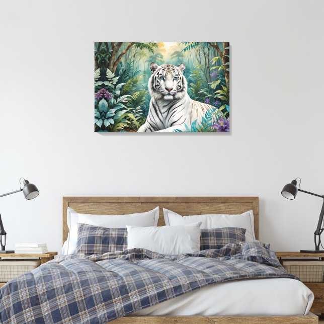Toile Flore de la jungle de Tigre blanc (Insitu(Chambre))