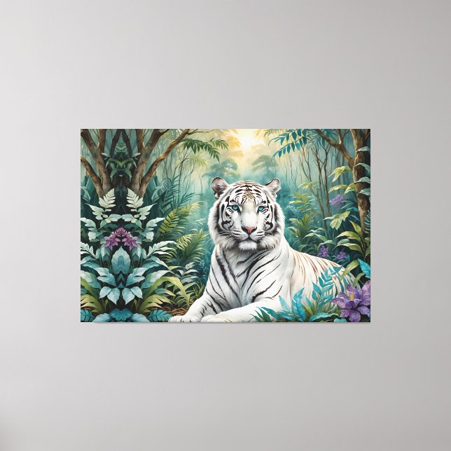 Toile Flore de la jungle de Tigre blanc (Recto)